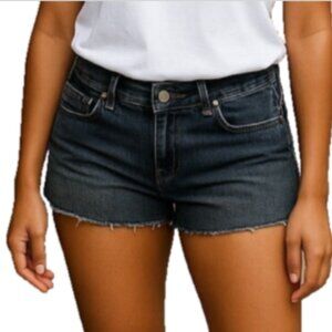 G by Guess Juniors Shorts size XS Distress Cutoff Dark Blue 28X2 Studded Raw Hem